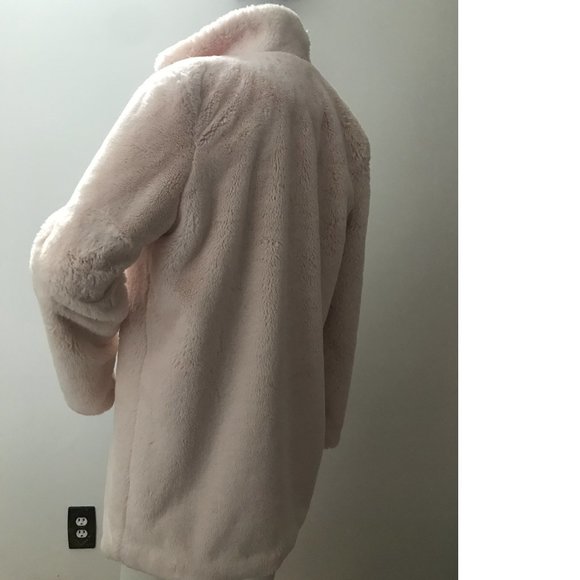 Forever 21 Soft Teddy Plush Fur Jacket Coat Pastel Pink Rose Cream Shaggy Long - Picture 5 of 6
